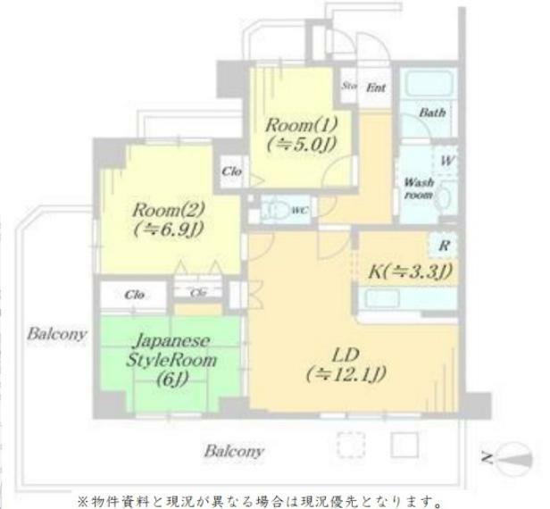 セザール谷塚(3LDK) 2階の間取り図