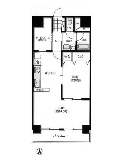 東武大師前サンライトマンション3号館(1LDK) 2階の間取り図