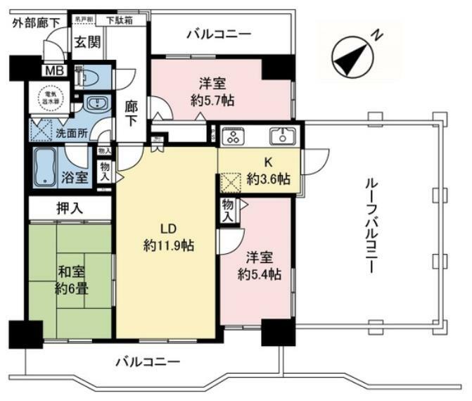 コスモ相武台サニーサイド(3LDK) 11階の間取り図