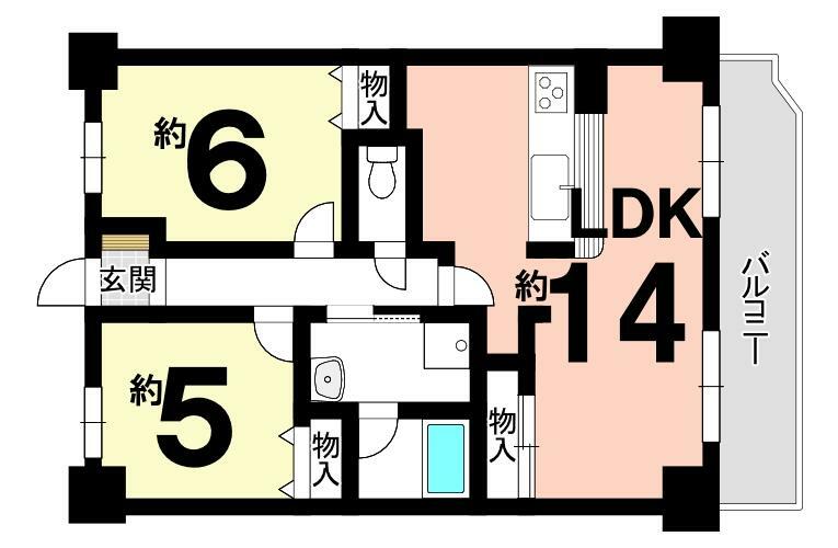 ライオンズマンション淀リバーサイド(2LDK) 4階の間取り図