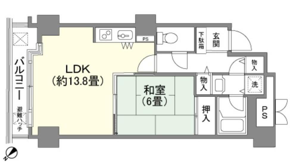 ロイヤルヴァンベール勝浦ビーチ(1LDK) 8階の間取り図