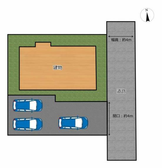【区画図】区画図です。駐車場を拡張することで3台駐車可能になります。3台駐車出来れば来客時も安心ですね。