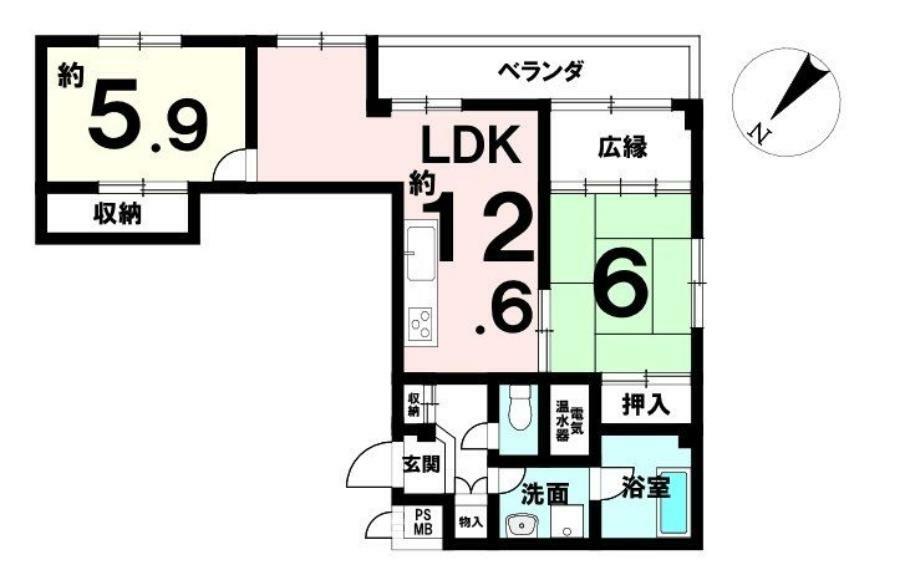 カーサ瀬田(2LDK) 6階の内観