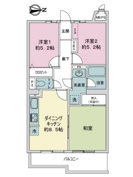 ライオンズマンション中央林間第7(3DK) 11階の間取り図