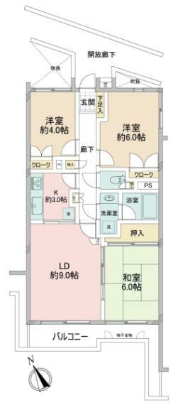 相武台北パークホームズ(3LDK) 4階の間取り図