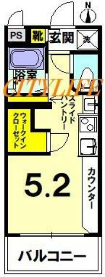 デトム・ワン東福寺(1R) 2階の間取り図