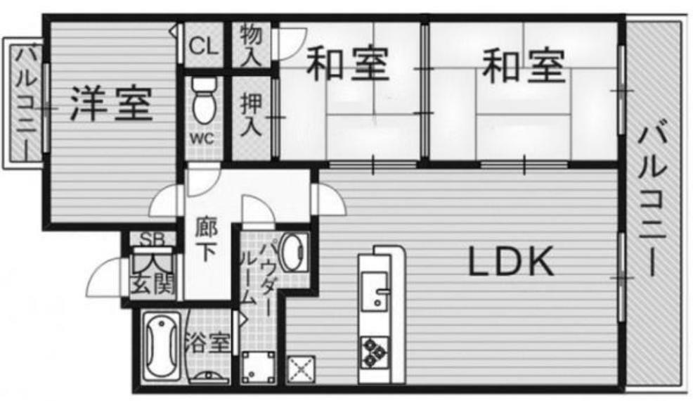 ライオンズマンション山科小野(3LDK) 1階の内観