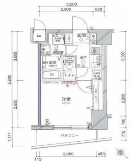 グリフィン横浜・ディアコート(1K) 3階の間取り図