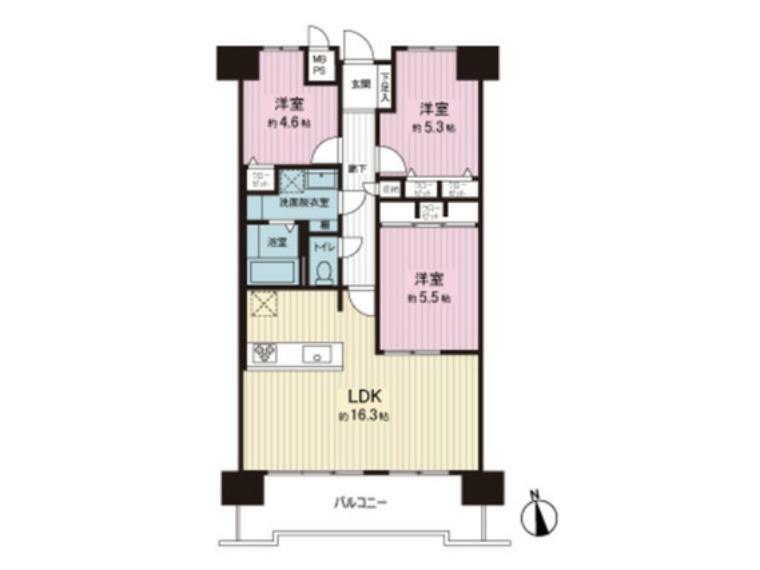 ファミール八尾(3LDK) 3階の間取り図