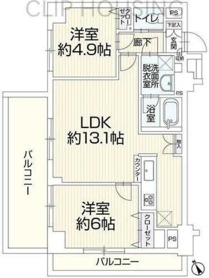 パテラスクエア昭島(2LDK) 3階の間取り図
