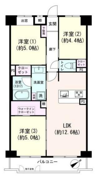 パルミナード尾山台壱番館(3LDK) 2階の間取り図