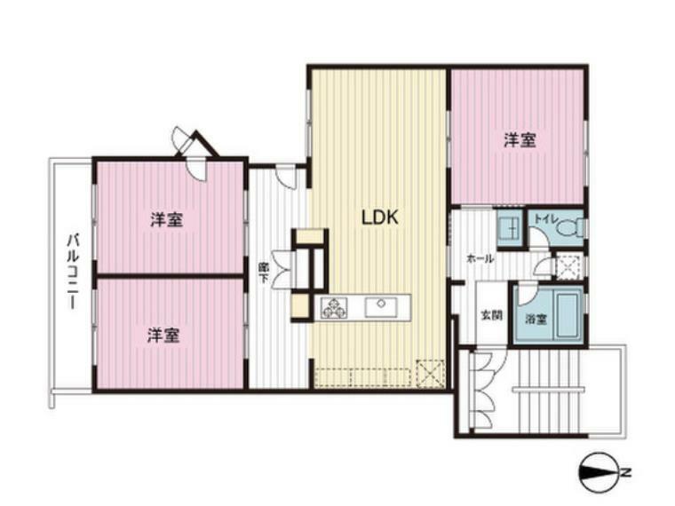 新座住宅2街区9号棟(3LDK) 5階の間取り図