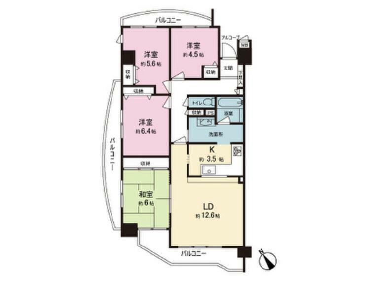 チサンマンション八木山香澄町(4LDK) 4階の間取り図