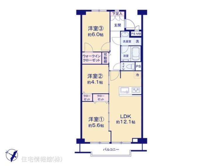 狛江ハイタウン2号棟(3LDK) 2階の間取り図