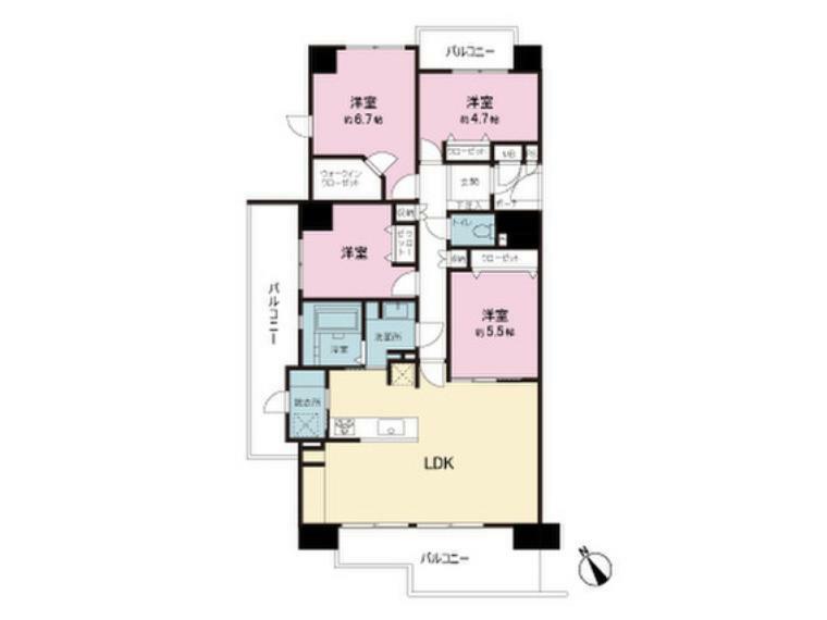 グリーンハイツ八千代壱番館(4LDK) 4階の間取り図