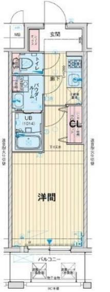 アドバンス大阪フェリシア(1K) 2階の間取り図