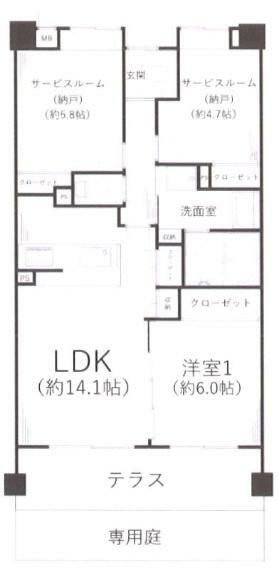 レクセルマンション愛甲石田第二(1LDK) 1階の内観