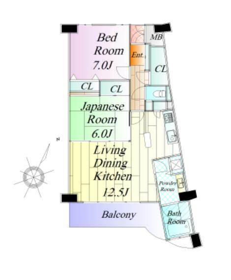 ロイヤルヴァンベール宮城蔵王(2LDK) 10階の間取り図