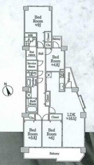 エステ・スクエア都賀(4LDK) 1階の間取り図
