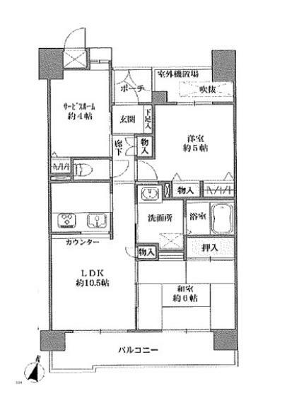 東川口第8サニーコート(2LDK) 3階の間取り図