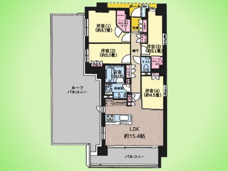 パークホームズ横濱中川(4LDK) 7階の間取り図