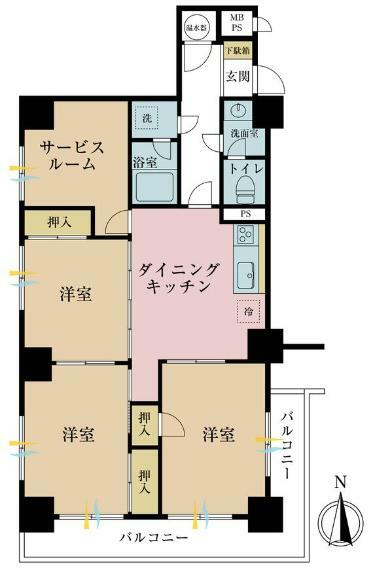 マンション東陽(3DK) 8階の間取り図