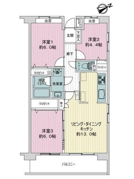 ディアパーク西船橋(3LDK) 5階の内観