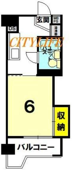 京都四条グランドハイツ(1K) 5階の間取り図