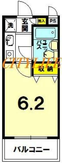 デトム・ワン東福寺(1K) 2階の間取り図