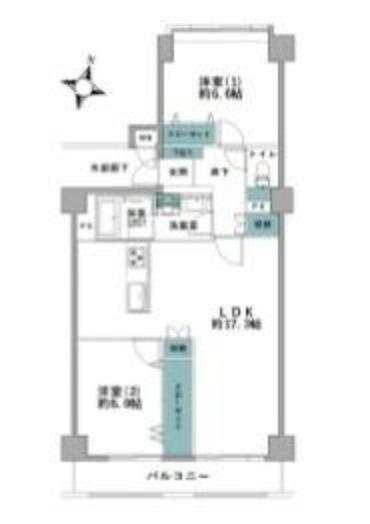 上大岡フラワーマンション3(2LDK) 4階の内観