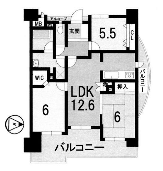 エス・バイ・エルマンション石山(3LDK) 6階の内観