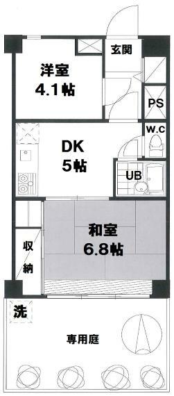 第2経堂シティハウス(2DK) 1階の内観