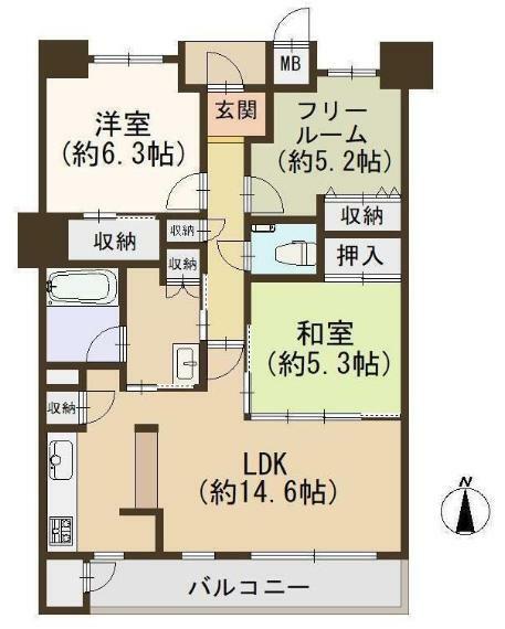 ディナスティ東大阪アテンシアシティ(2LDK) 2階の間取り図