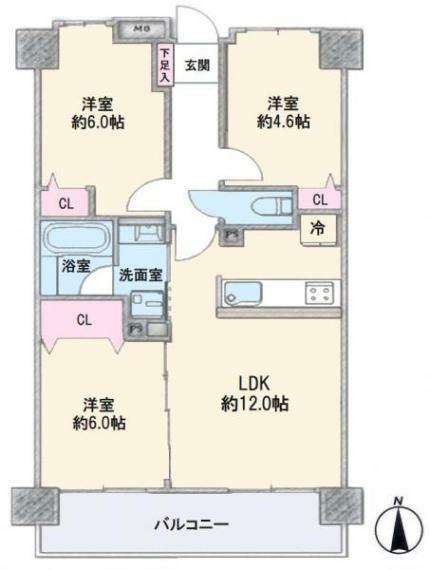 セレナハイム西浦和(3LDK) 2階の間取り図