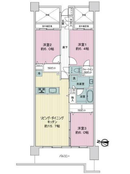 ライオンズマンション大宮高鼻町(3LDK) 2階の間取り図