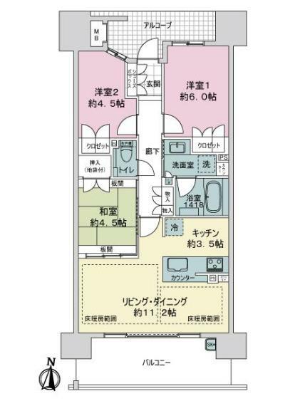 ザ・パークハウス新大阪(3LDK) 9階の内観