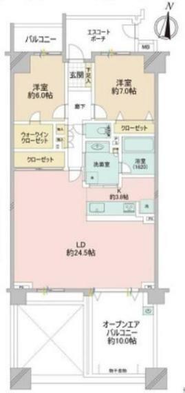 レイディアントシティ本郷台(2LDK) 7階の間取り図