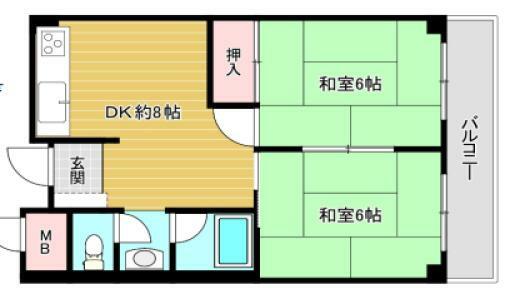 ニュー大阪ハイツ(2DK) 5階の間取り図