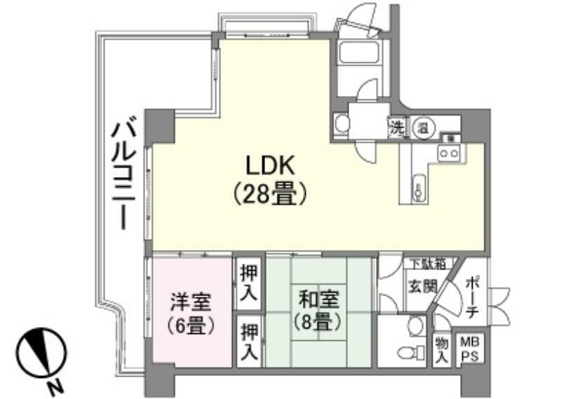 クアライフ御宿(2LDK) 8階の間取り図