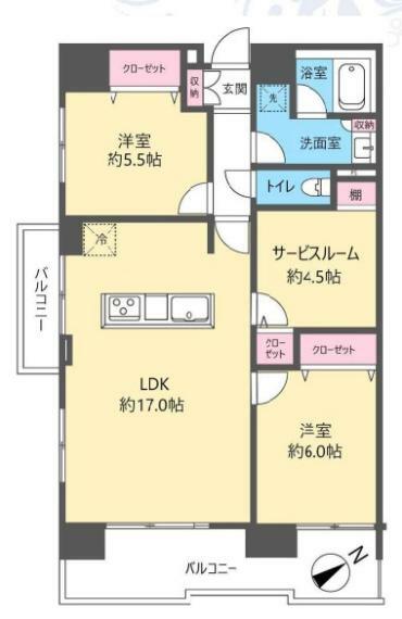 成増ローヤルコーポ(3LDK) 9階の間取り図