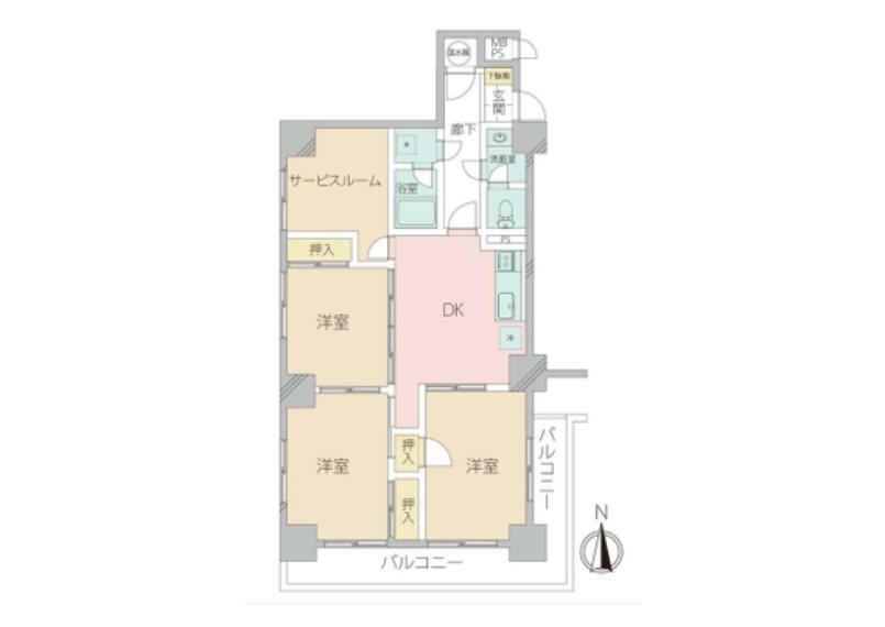 マンション東陽(3DK) 8階の間取り図