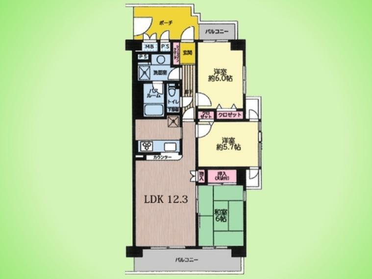 モア・クレスト鷺沼ヒルズ(3LDK) 2階の間取り図