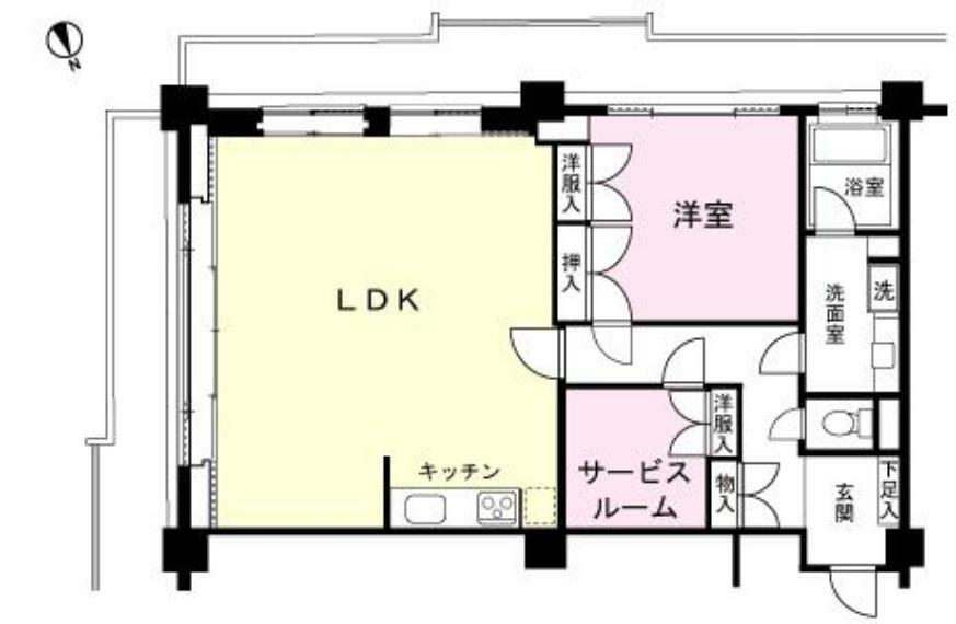 フジタ第8箱根山マンション(1LDK) 7階の間取り図