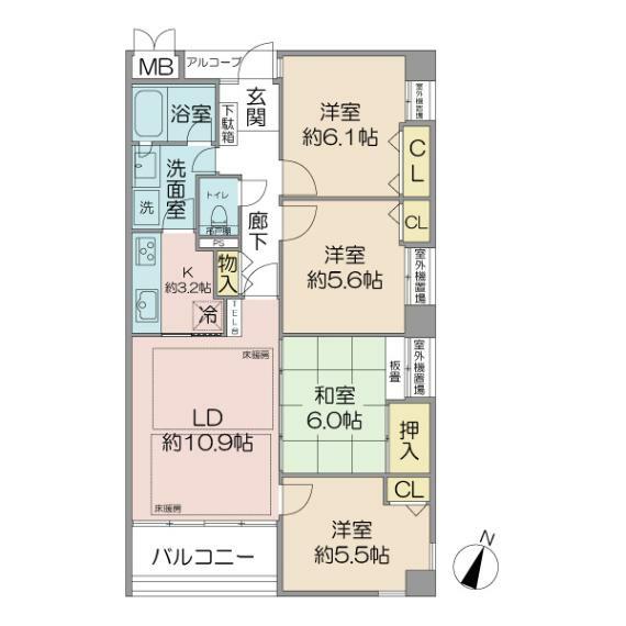 パティオス4番街(4LDK) 4階の内観