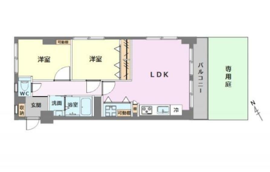 富士見台ファミリーマンション(2LDK) 1階の間取り図