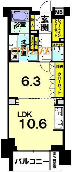 ザ・パークハウス京都河原町(1LDK) 5階の間取り図
