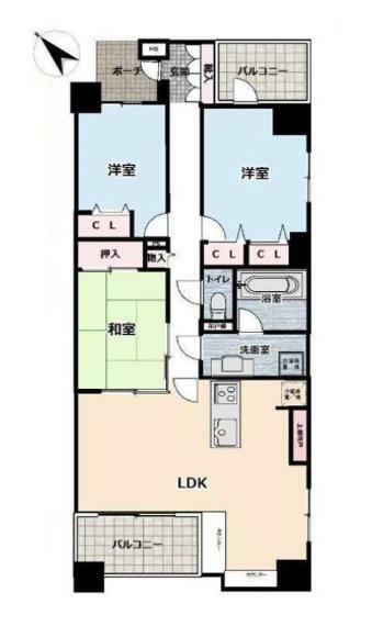 グローリオ横浜関内(3LDK) 7階の間取り図