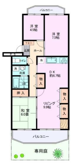 東武みずほ台サンライトマンション　もくれん2号棟(3LDK) 1階の内観
