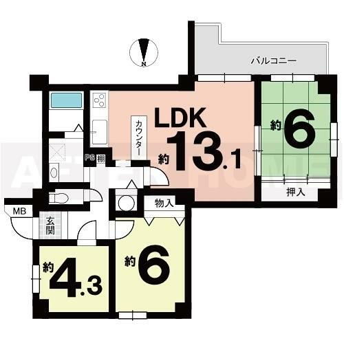 マンハイム桂(3LDK) 3階の間取り図