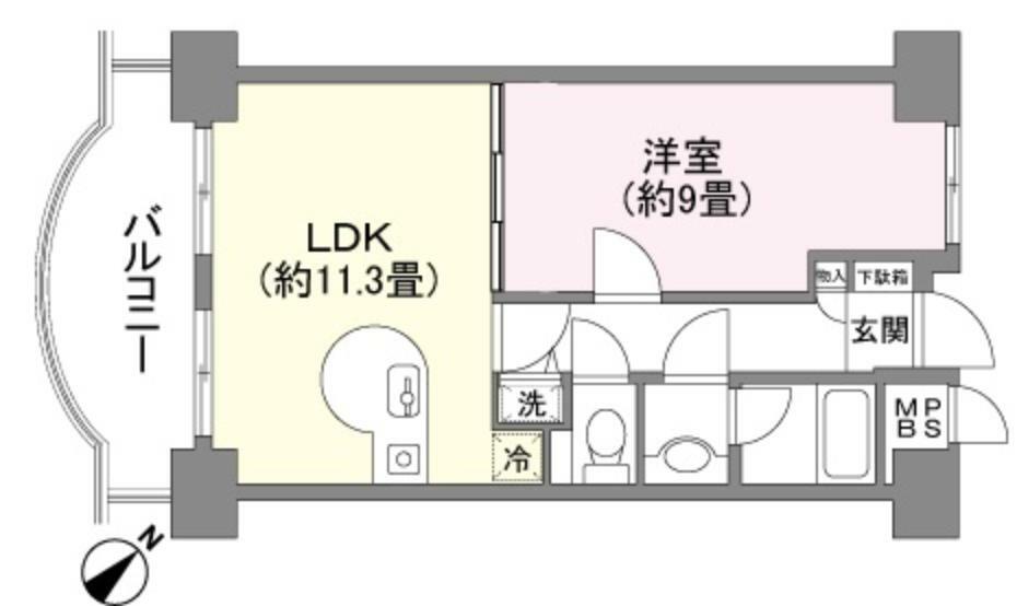 御宿アーバンコンフォート(1LDK) 3階の間取り図